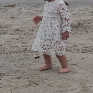 White Little Girls  Baby Lace Retail Crochet Dress